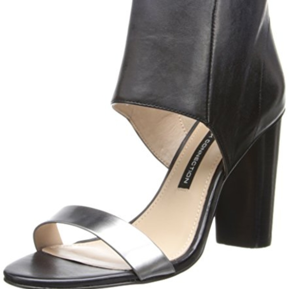 French Connection Black/Pewter Heeled Sandals